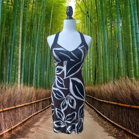 Suzy Shier Spring Summer Leaf Print Dress - Picture 3 of 4